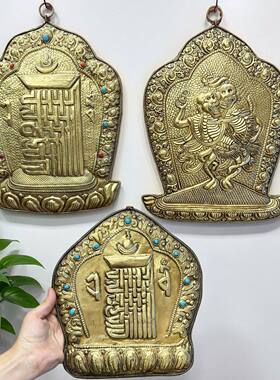 尼泊尔进口黄铜十相自在挂牌墙饰酒店装饰居家尸林雇主母挂件摆件
