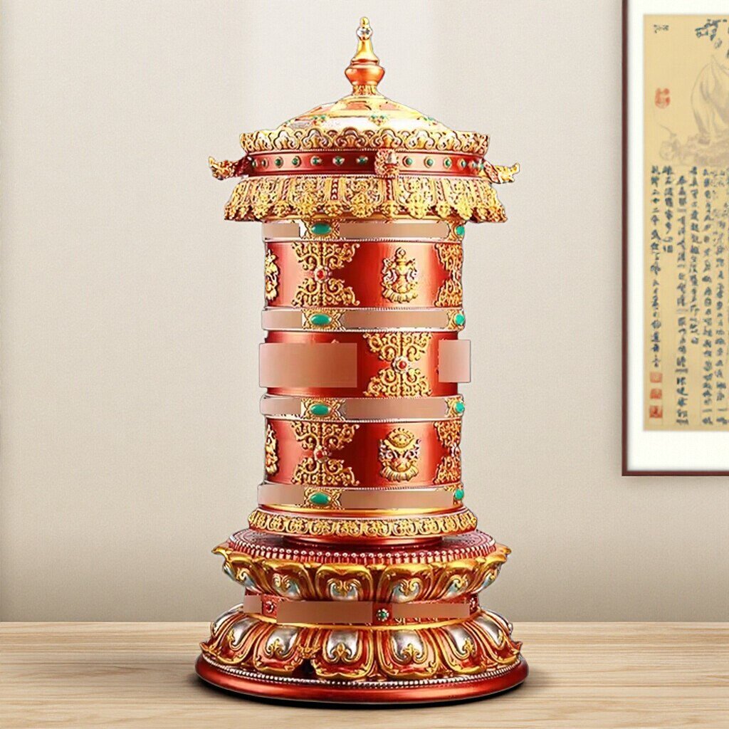 纯铜龙头天珠电动转轮藏式树脂插电转轮电动转桶六字转轮摆件