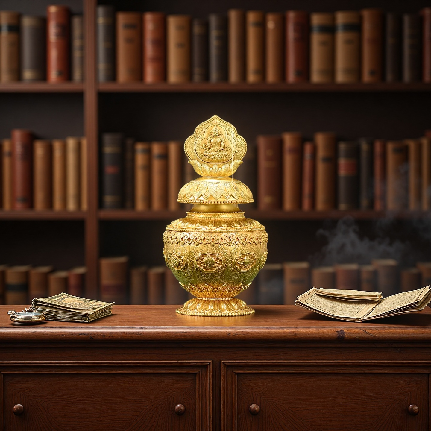 慧宝地藏王宝瓶护法杯供水杯曼扎盘八吉祥八瑞物五妙欲底座卧香炉