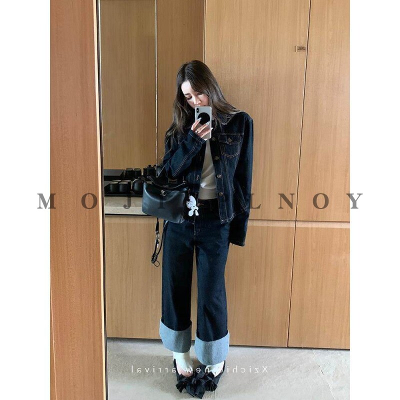 牛仔夹克外套牛仔裤套装女