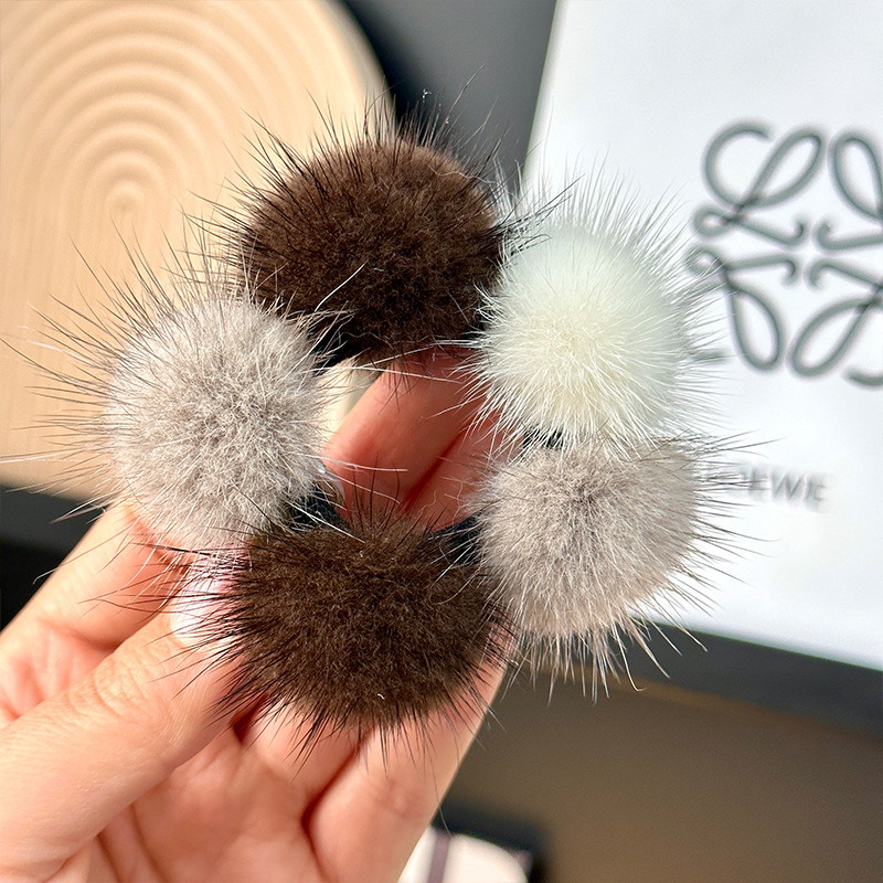 发圈真水貂毛韩国扎马尾发圈发绳