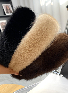 韩国ins水貂毛发箍毛毛发带宽边网红秋冬洗脸貂绒头饰纯色头箍女