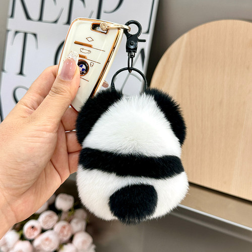 真獭兔毛小熊猫钥匙扣挂件包挂饰