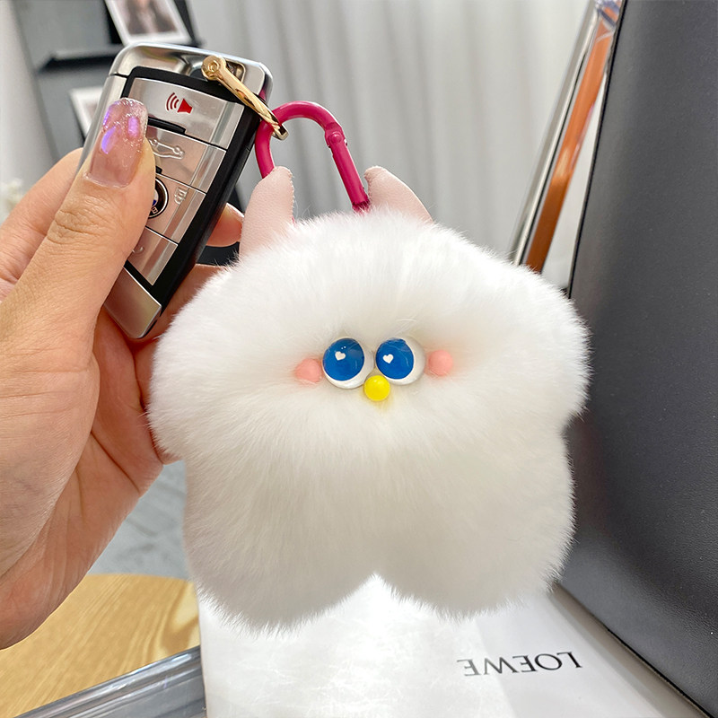 CUTE OTTER RABBIT FUR CALF CAR KEYCHAIN PENDANT INS PLUSH DOLL DOLL SCHOOL BAG BAG ORNAMENT GIFT WOMEN