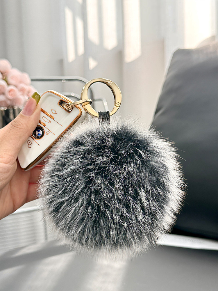 SOUTH KOREA IMPORTED FOX FUR BALL SCHOOLBAG BAG ORNAMENT CUTE FEMALE PLUSH FUR BALL PENDANT CAR KEY CHAIN PENDANT