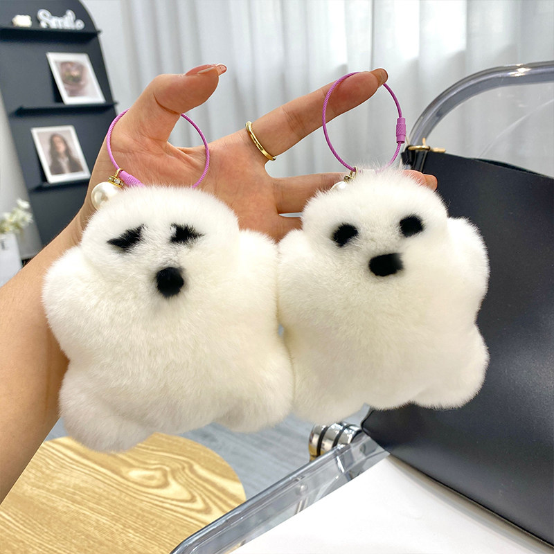 CUTE OTTER RABBIT FUR LITTLE MONSTER CAR KEY CHAIN PENDANT KOREAN PLUSH DOLL SCHOOL BAG BAG PENDANT BIRTHDAY GIFT