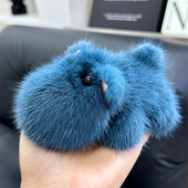 韩国ins水貂毛河马汽车钥匙扣挂件可爱毛绒公仔玩偶书包包挂饰女