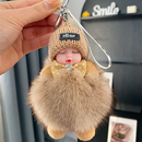真狐狸毛娃娃汽车钥匙扣挂件可爱毛绒球公仔书包包挂饰生日礼物女
