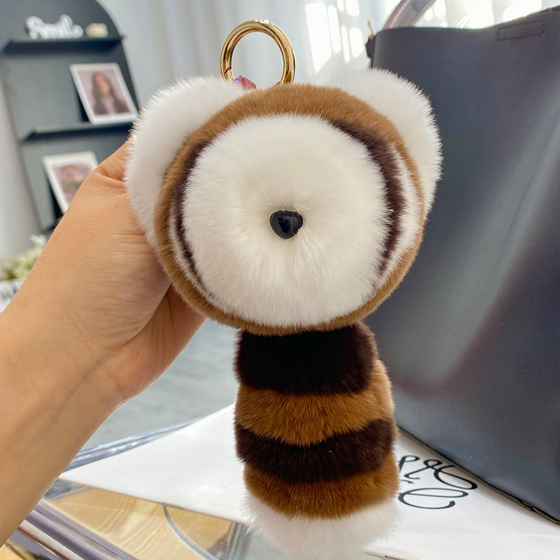 CUTE LITTLE RACCOON REAL OTTER RABBIT FUR CAR KEYCHAIN PENDANT INS PLUSH DOLL SCHOOL BAG BAG ORNAMENT GIRL