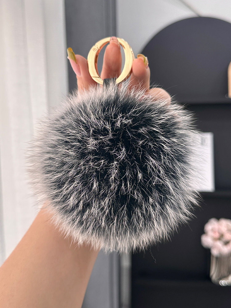 SOUTH KOREA INS IMPORTED FOX FUR BALL CUTE FEMALE PLUSH FUR BALL SCHOOLBAG BAG ORNAMENT CAR KEY CHAIN PENDANT