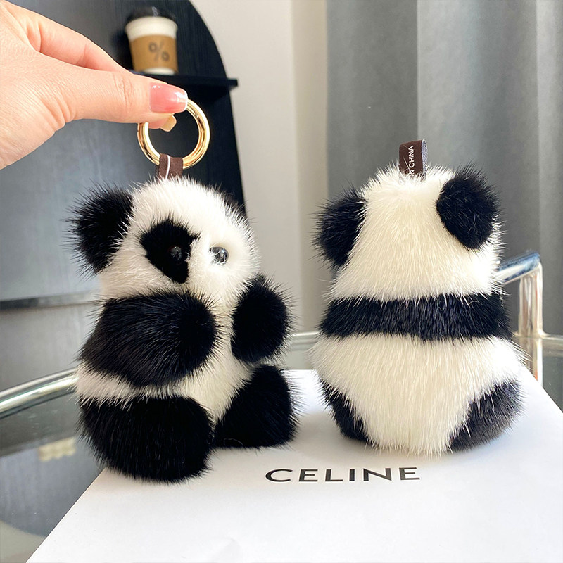 CUTE MINK HAIRY RED PANDA CAR KEY CHAIN PENDANT PLUSH DOLL DOLL SCHOOL BAG BAG PENDANT GIFT GIRL