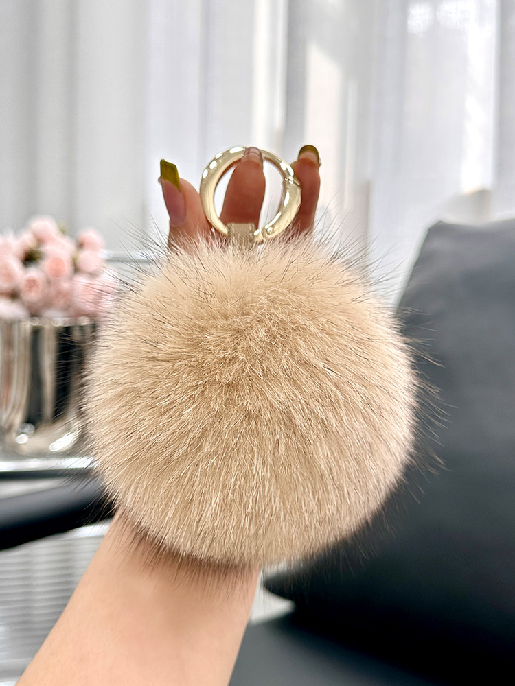 SOUTH KOREA IMPORTED FOX FUR BALL SCHOOLBAG BAG ORNAMENT CUTE FEMALE PLUSH FUR BALL PENDANT CAR KEY CHAIN PENDANT
