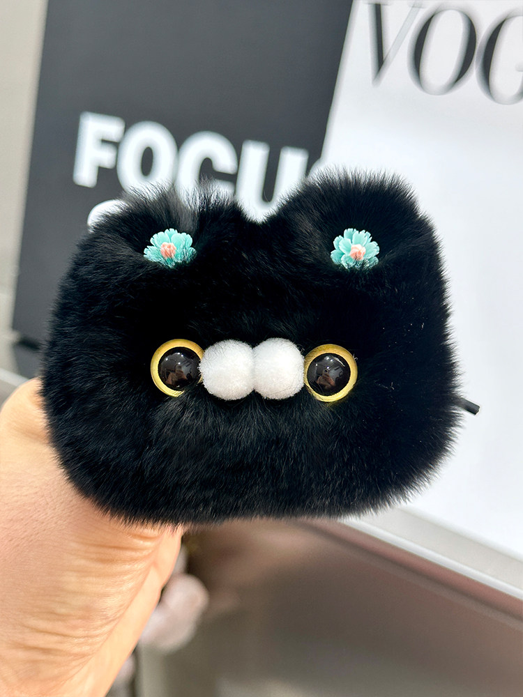 INS CUTE OTTER RABBIT FUR KITTEN CAR KEY CHAIN PENDANT INS PLUSH DOLL DOLL SCHOOL BAG BAG ORNAMENT GIRL