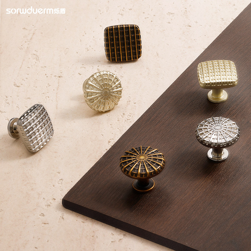 烁盾中古风做旧黄古铜柜门拉手