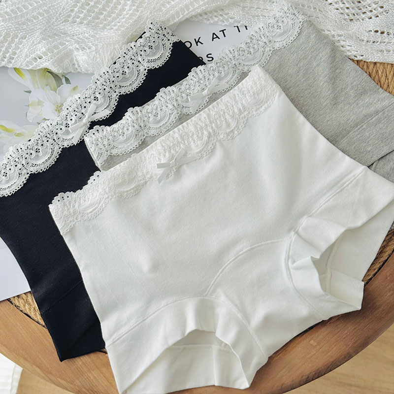 小平角内裤女士纯棉全棉裆中腰少女生舒适透气白色短裤2025新款