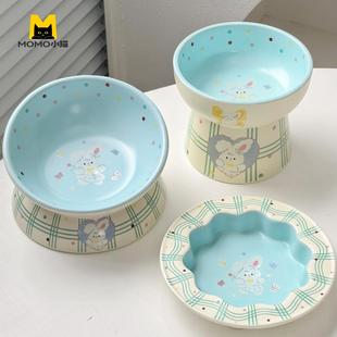 猫食盆陶瓷猫碗防打翻猫罐头碗增高架保护颈椎猫咪饭碗水碗套装