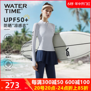 WaterTime潜水服女2024新款 夏分体防晒游泳衣速干长袖 湿衣水母服