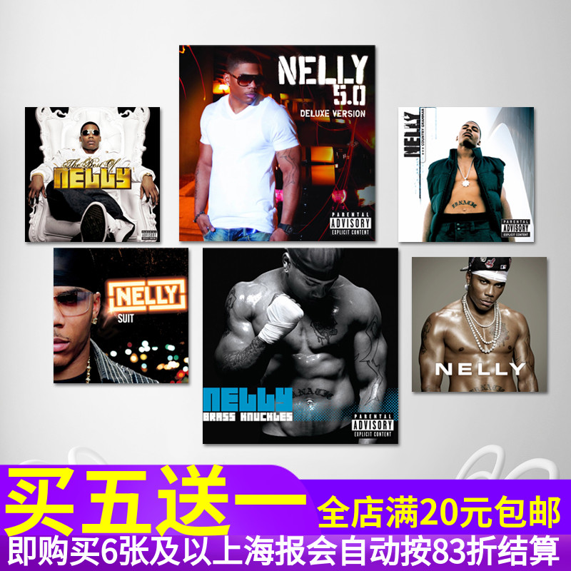 欧美嘻哈说唱歌手Nelly专辑CD海报 脏辫刺青潮店装饰墙壁贴纸画