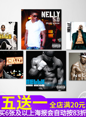 欧美嘻哈说唱歌手Nelly专辑CD海报 脏辫刺青潮店装饰墙壁贴纸画
