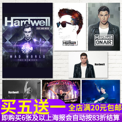 Hardwell哈德维尔百大DJ电音歌手house音乐海报 舞曲派对墙贴纸画