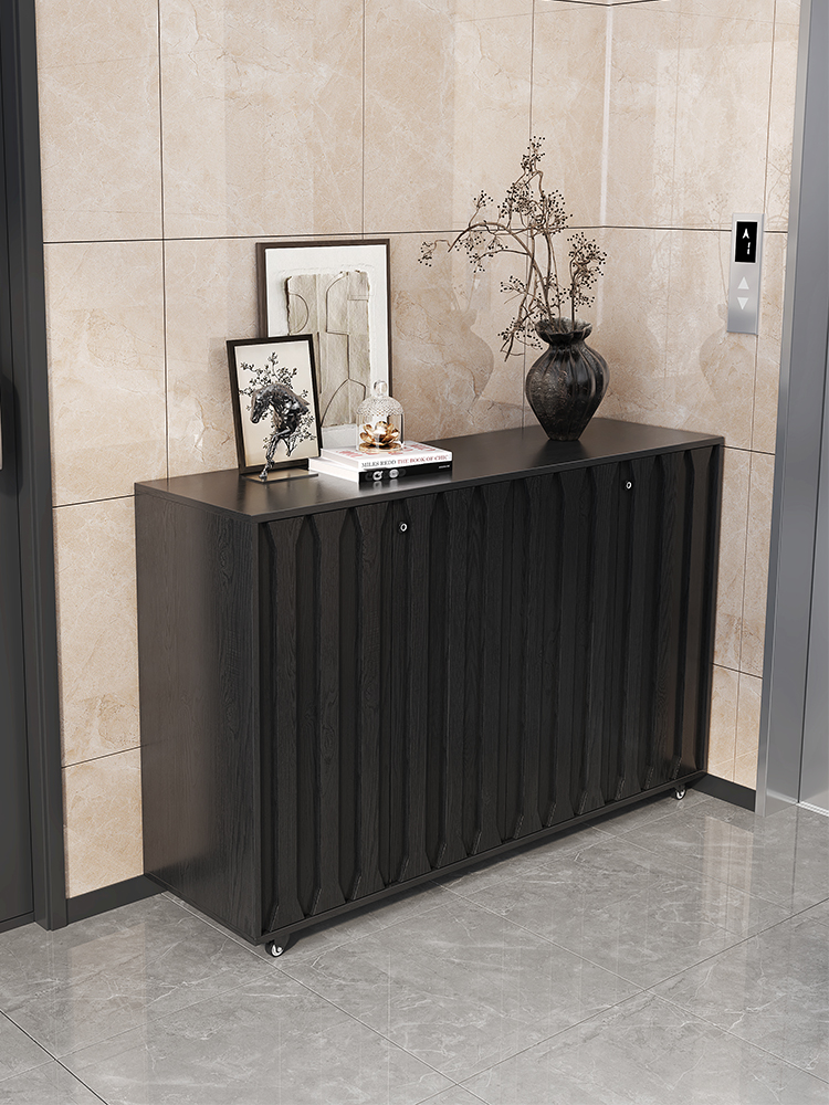 入户实木鞋柜家用门口室外走廊带锁实木高柜楼道电梯间可移动玄关