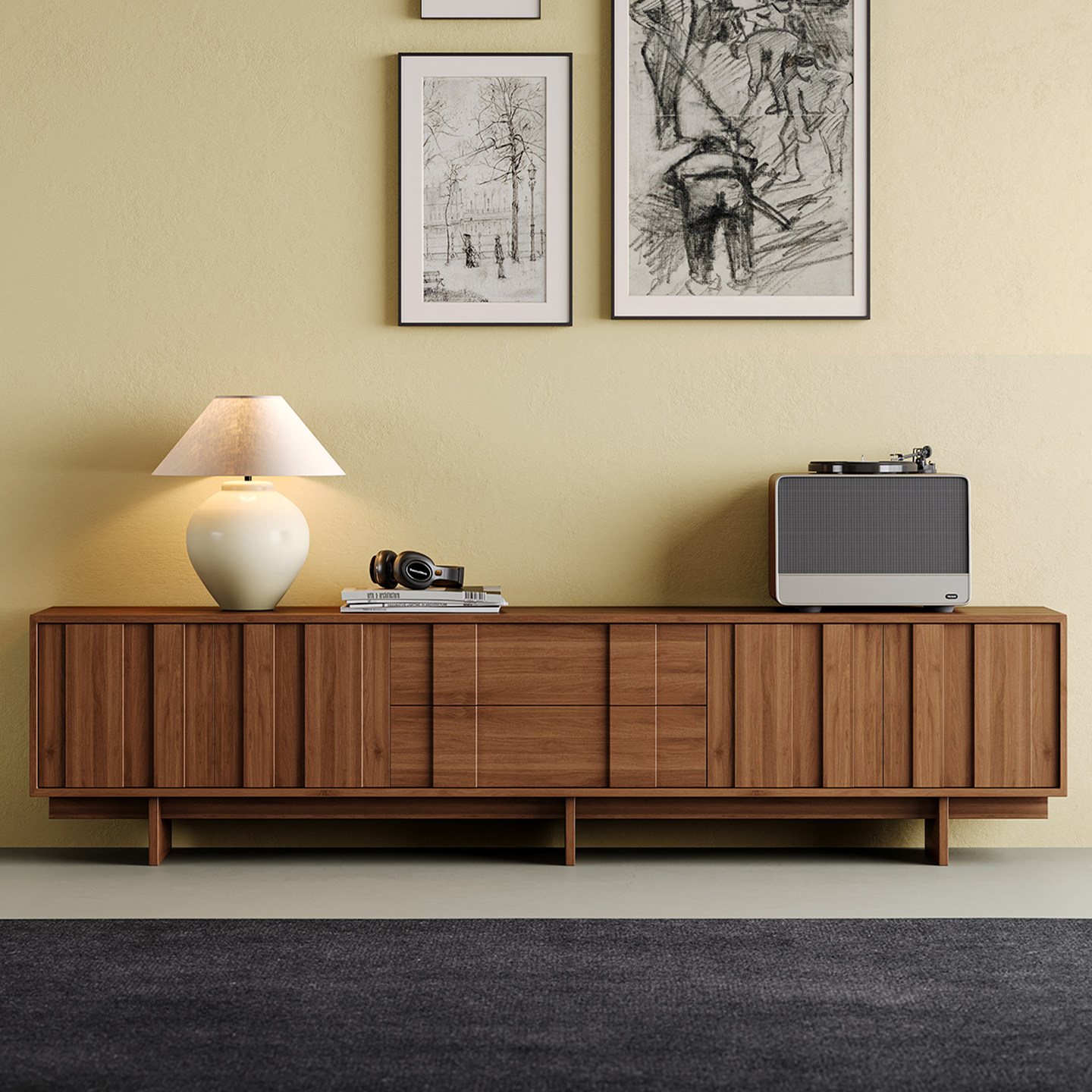 中古风实木电视柜家用客厅复古落地小边柜包豪斯高端储物收纳斗柜,住宅家具,电视柜,淘宝优惠券,粉丝福利购,淘宝优惠卷