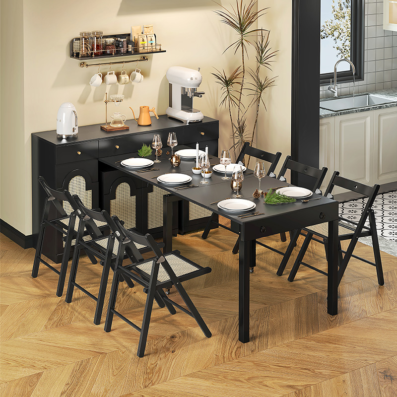 餐边柜餐桌一体客厅靠墙可伸缩