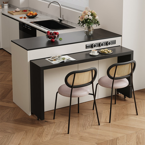 岛台餐桌一体可伸缩家用小户型