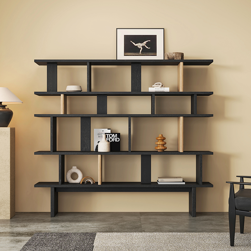 实木阅读书架落地置物架客厅展示收纳架靠墙整面墙书柜玄关组合柜
