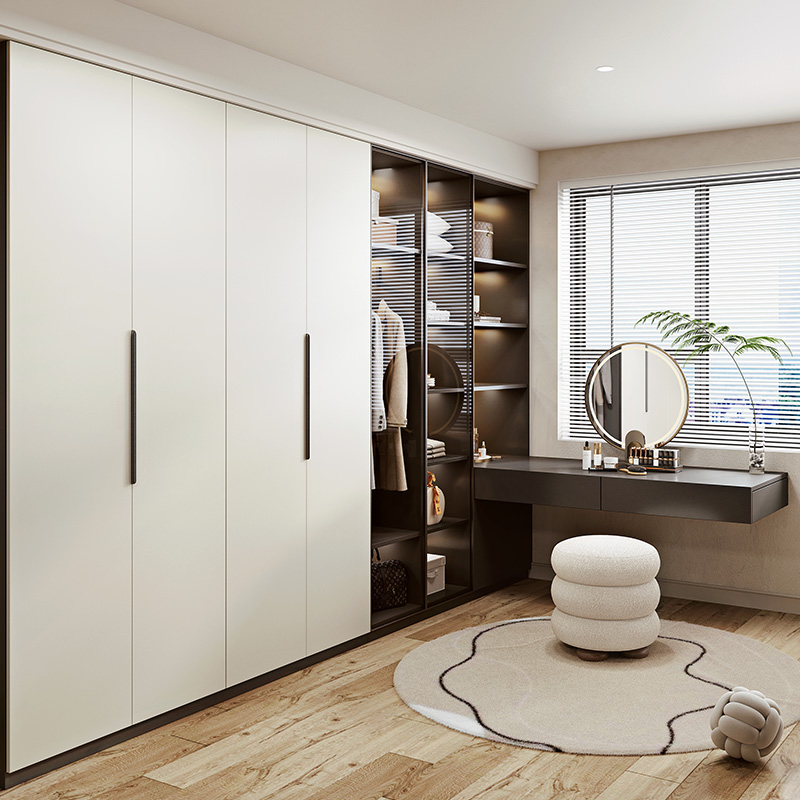 家用卧室衣柜转角轻奢玻璃门