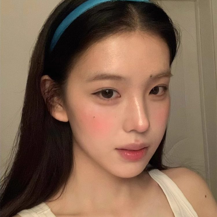 蓝色绸缎亮面细发箍高级感