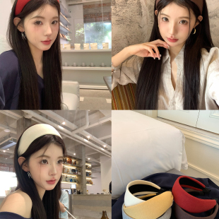 秋冬新款 6色宽边纯色针织发箍女高级感发卡2025运动洗脸压发头箍