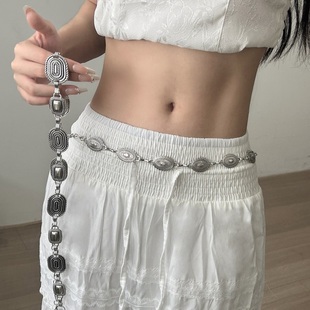 波西米亚风银色金属腰链女异域民族风配裙子腰带复古做旧腰间配饰