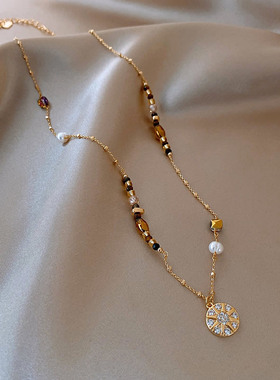 秋冬美拉德金色星星圆盘串珠项链