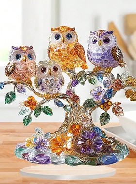 跨境猫头鹰2D亚克力家居摆件动物装饰工艺品家居送人礼物装饰品