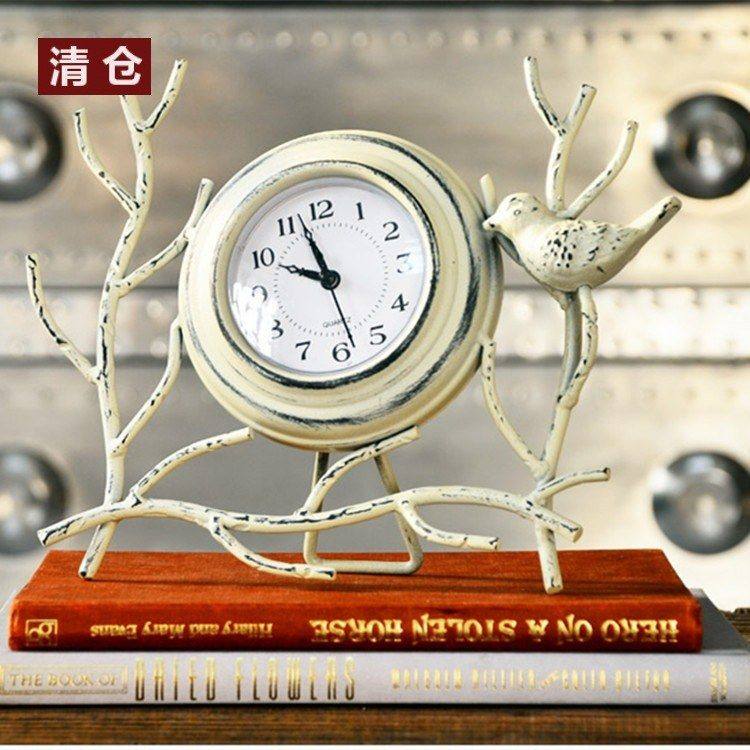 清仓! 复古科洛琳座钟 铁艺客厅静音钟表小额混批7实木怀旧