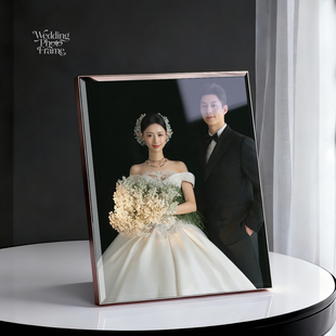 结婚照相框摆台照片定制婚纱照高级感水晶摆件全家福打印加相框