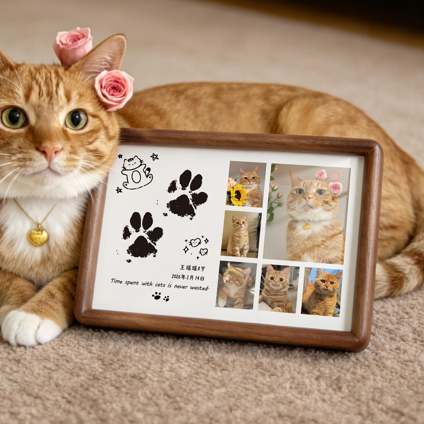 宠物纪念照片相框摆台足印爪印手印脚印足迹印泥猫咪狗狗离世