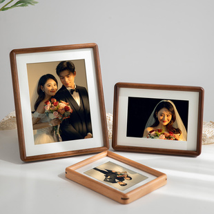 胡桃木相框摆台照片定制做成高级感婚纱照结婚照实木情侣儿童摆件