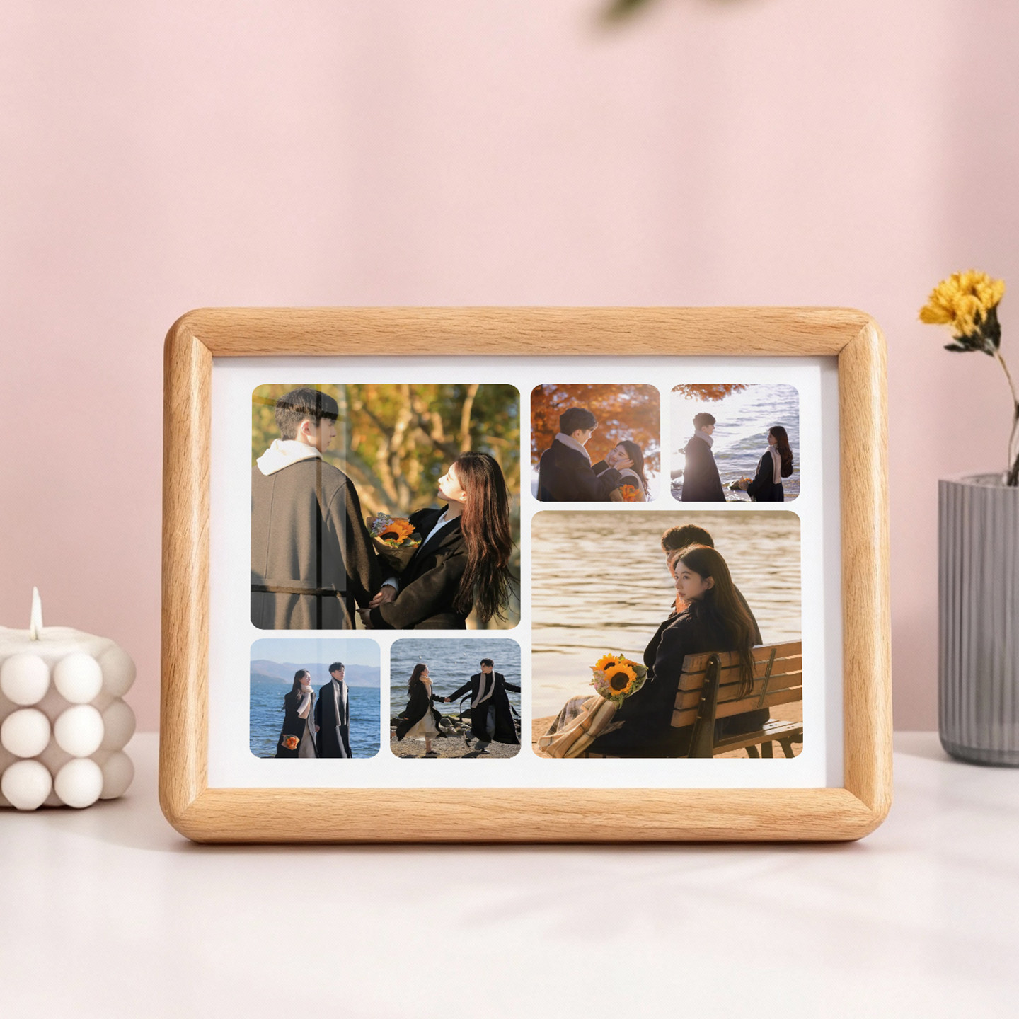 高清照片免费定制胡桃木相框摆台