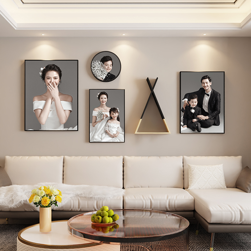 定制铝合金相框挂墙照片墙组合结婚照婚纱照加打印全家福相片放大