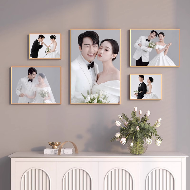 定制照片墙冲洗婚纱照结婚照全家福相框组合挂墙加洗相片展示打印