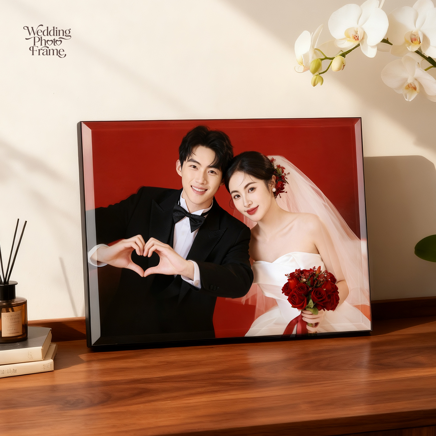 婚纱照相框摆台定制高端皮革背板