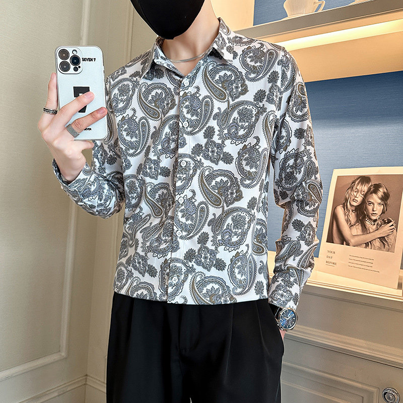 秋季新款衬衫男修身潮流腰果花衬衣寸衫A368-CX2028-P70,男装衬衫,电商A368
