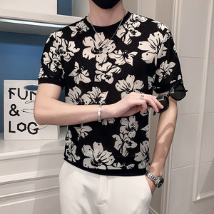 网状透气冰丝短袖男潮流夏季ins潮流提花速干冰感半袖  BT241-P45图片