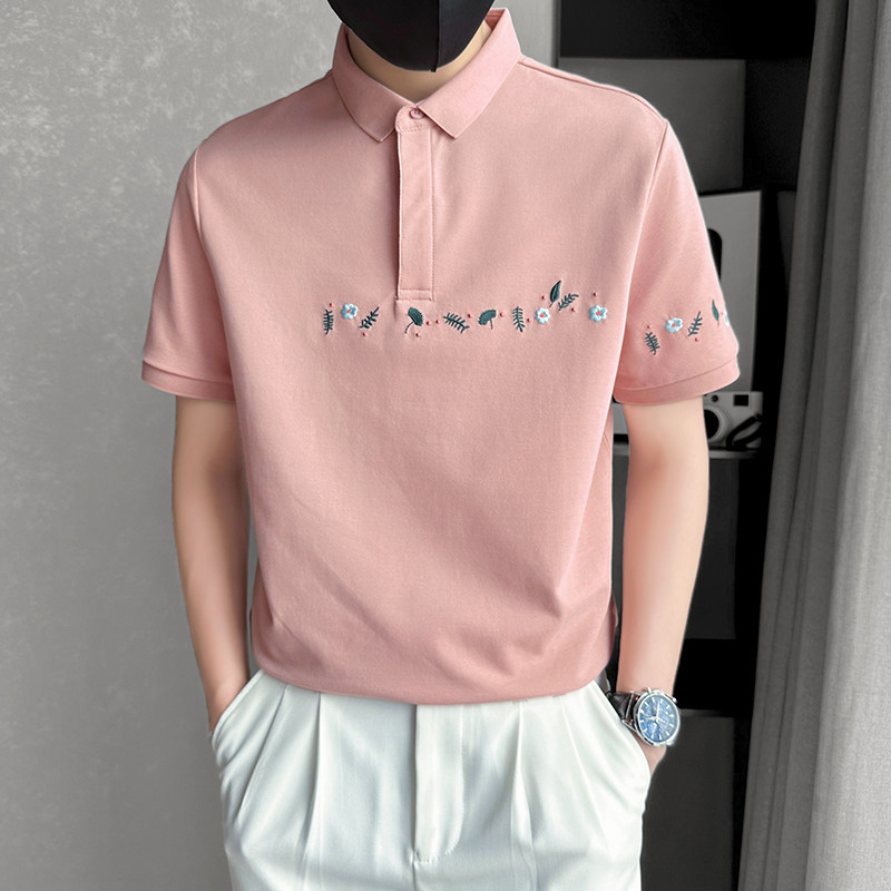 夏季新款小花刺绣POLO衫男潮流短袖雅痞A368-PL33-P55,男装T恤,电商A368