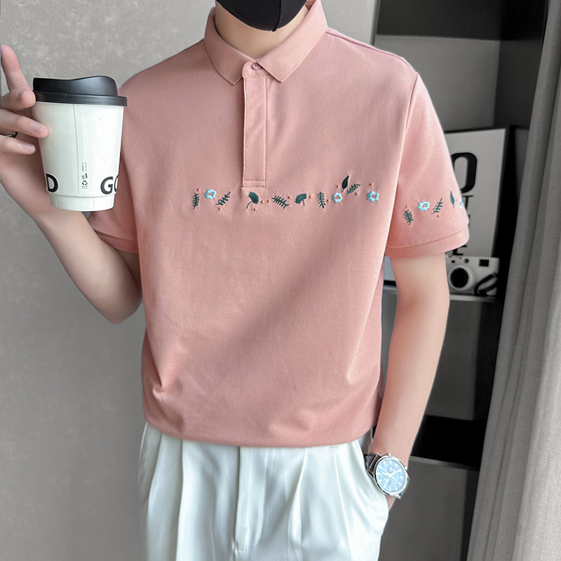 夏季新款小花刺绣POLO衫男潮流短袖雅痞A368-PL33-P55,男装T恤,电商A368