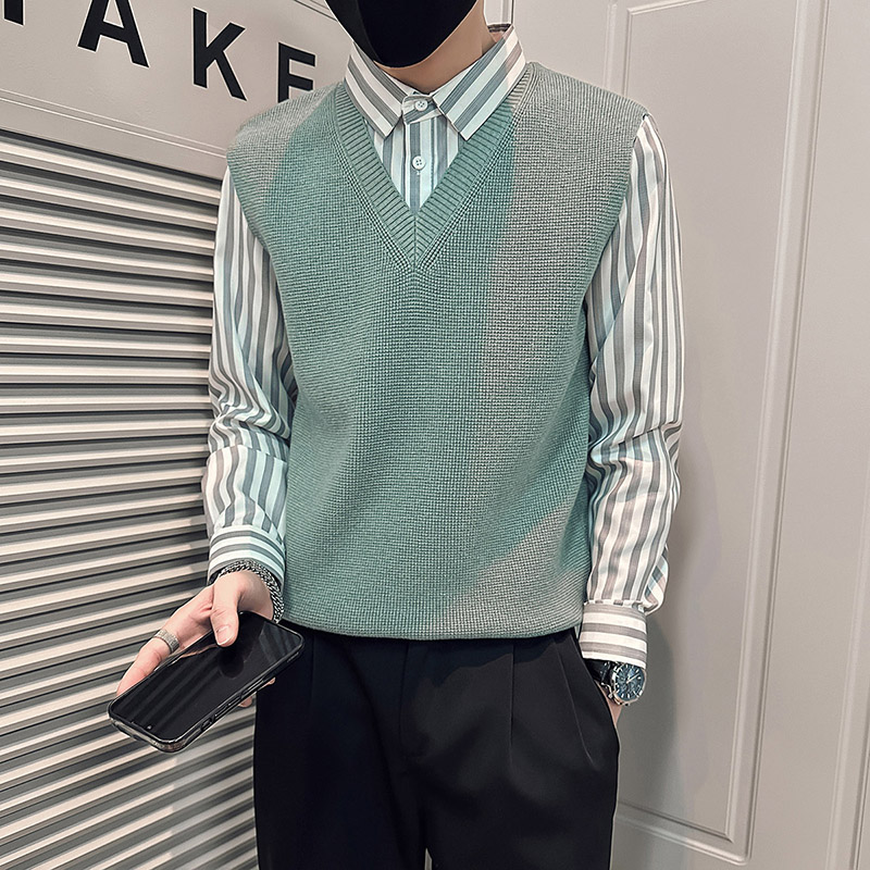 秋冬季新款假两件毛衣男潮流衬衫袖子针织衫A368-M316-P88,男装针织衫/毛衣,电商A368