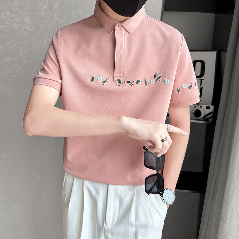 夏季新款小花刺绣POLO衫男潮流短袖雅痞A368-PL33-P55,男装T恤,电商A368