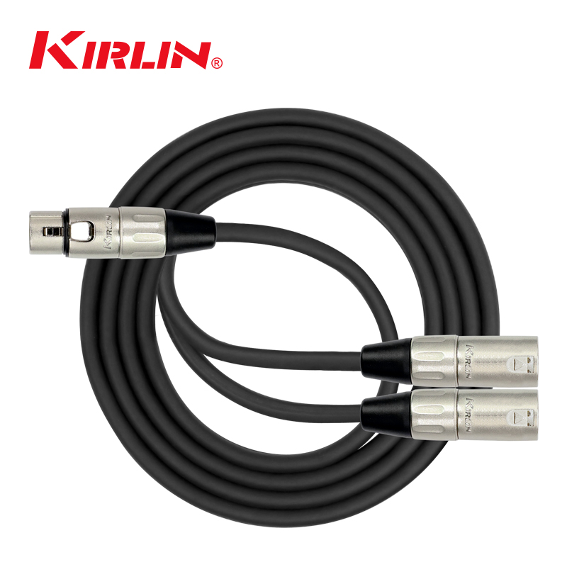 KIRLIN科林转换线卡侬母对双卡侬公一分二Y型转接线麦克风话筒线